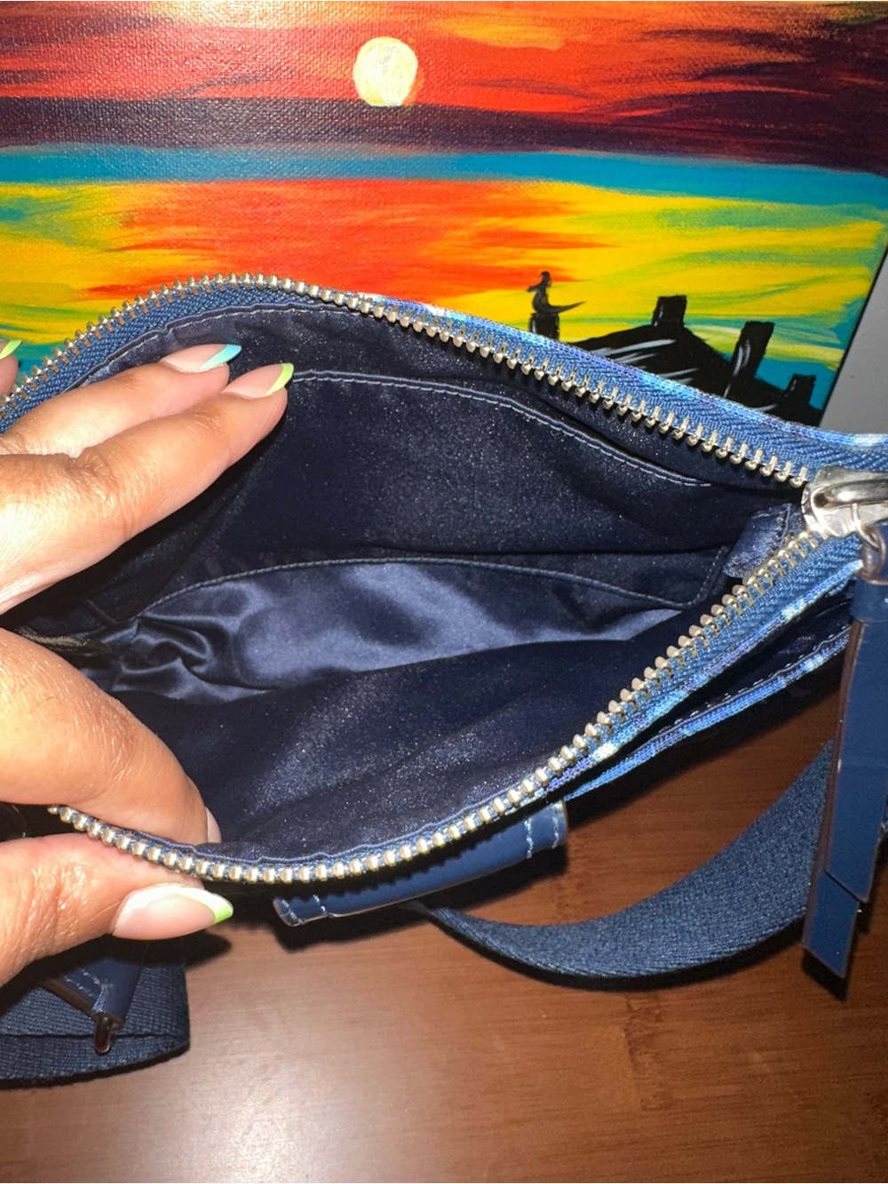 Coach Blue Signature Print Crossbody with Navy Trim - Picture 3 of 7